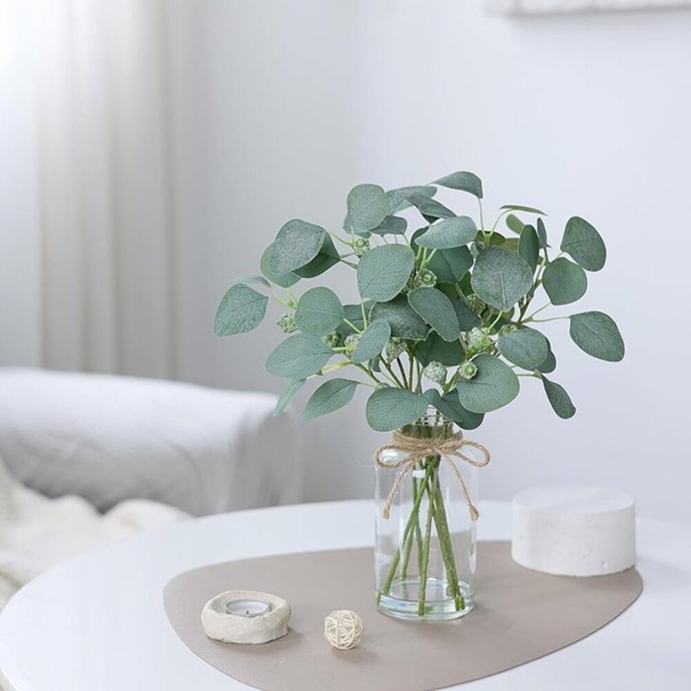 NEW 15" Fake Plant Eucalyptus Leaves White Seeds for Bathroom Shelves. - Picture 1 of 9